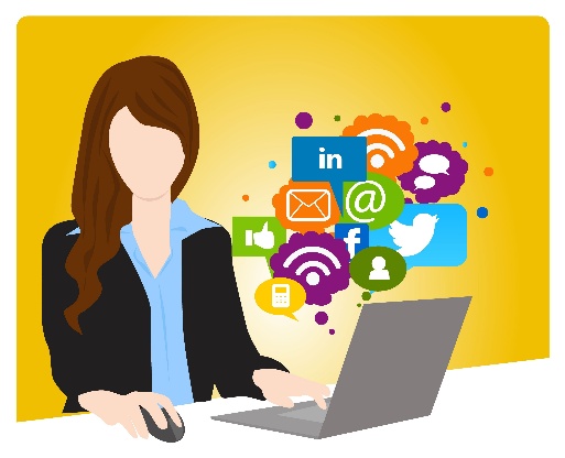 Illustration of a woman on a computer