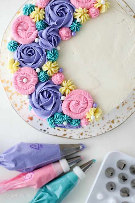 Cake with decorating tools