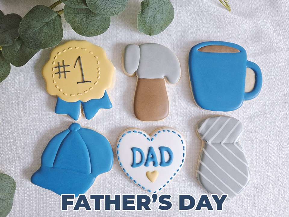 6 different Father's Day themed cookies