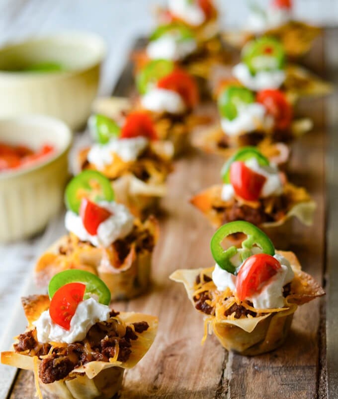 Tray of Mexican-inspired hor d'oeuvres