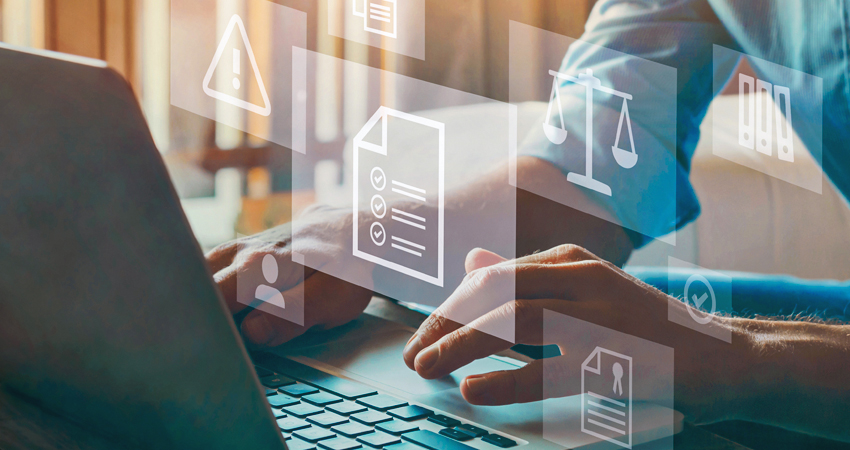 Student reviewing documents