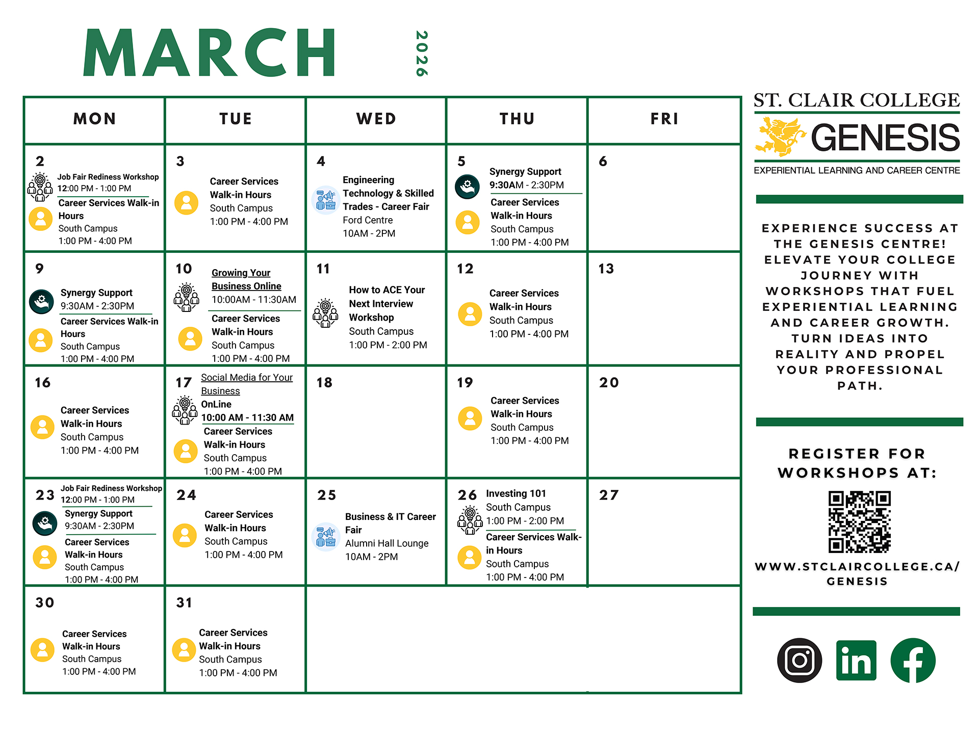 March Calendar of Events