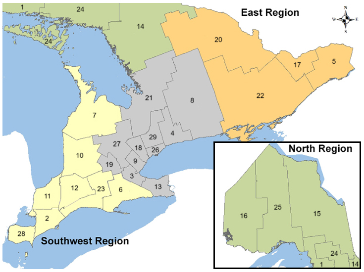 Regional map of Ontario