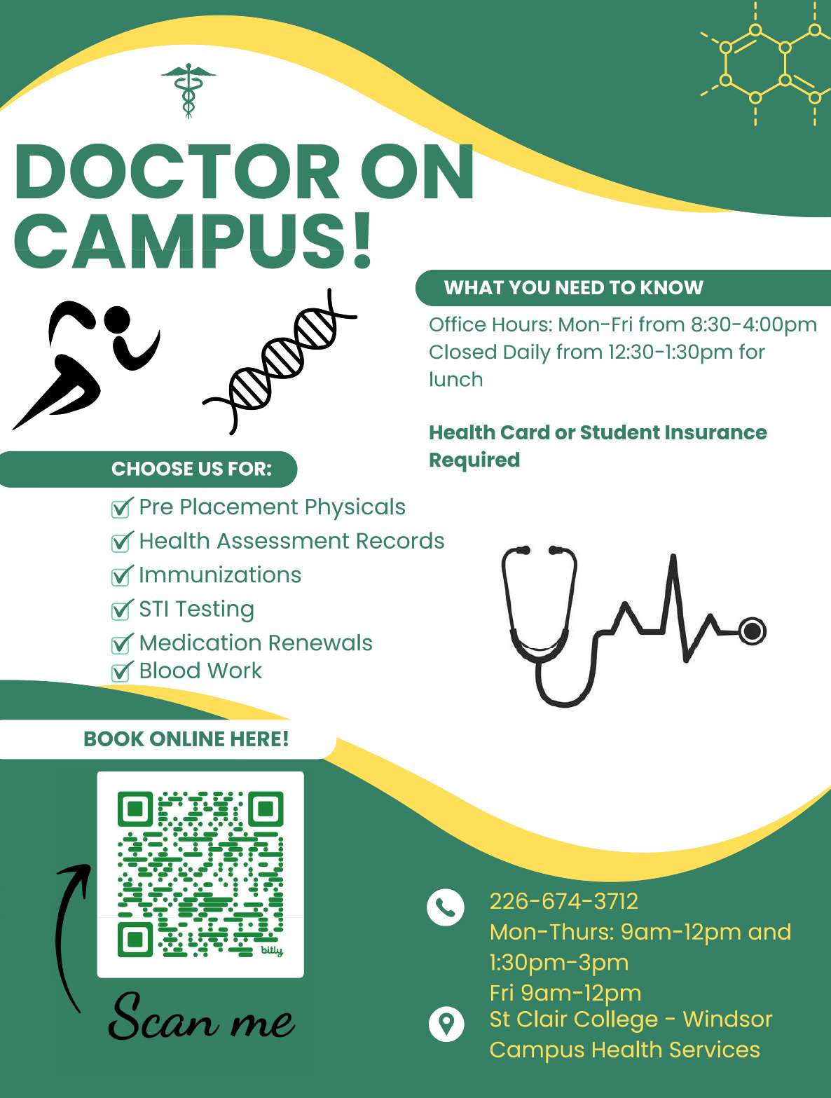 Poster with information about the medical clinic.