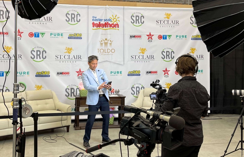 Bob Bellacicco taping the Easter Seals telethon.