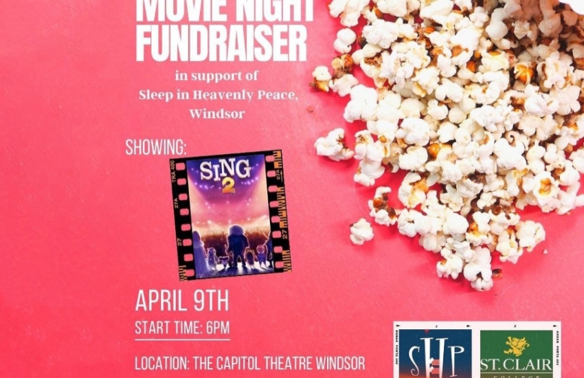 A Movie Night will be held on April 9 at the historical Capitol Theatre, 121 University Ave. W., to raise funds for Sleep in Heavenly Peace, a not-for-profit organization. 
