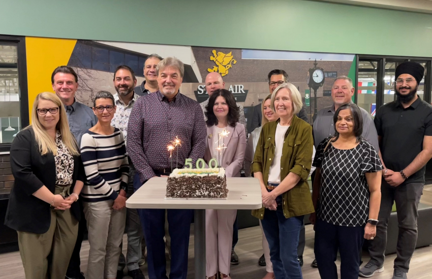 St. Clair College’s Board of Governors held its 500th meeting Tuesday night. The Board, which is responsible for setting College policies and contributing to its Strategic Directions, is comprised of 17 members, including 12 appointed from the community, the College President and an additional four members who are elected from the College’s student, faculty, support and administrative groups. The 2021-2022 Board is photographed with a celebratory cake prior to its meeting Tuesday night.