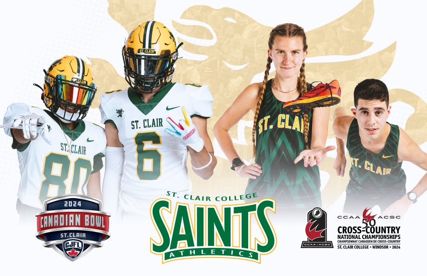 St. Clair College Football players and Cross-Country runners graphic