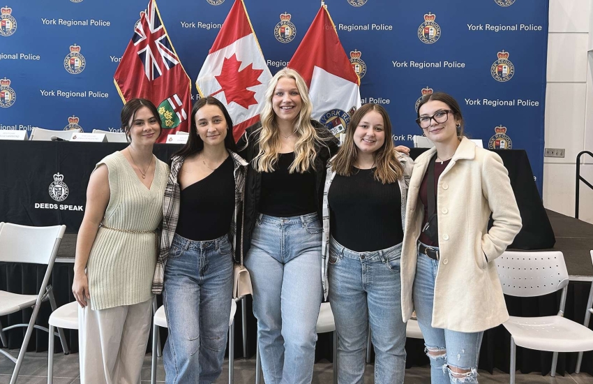 St. Clair College students pose for a photo