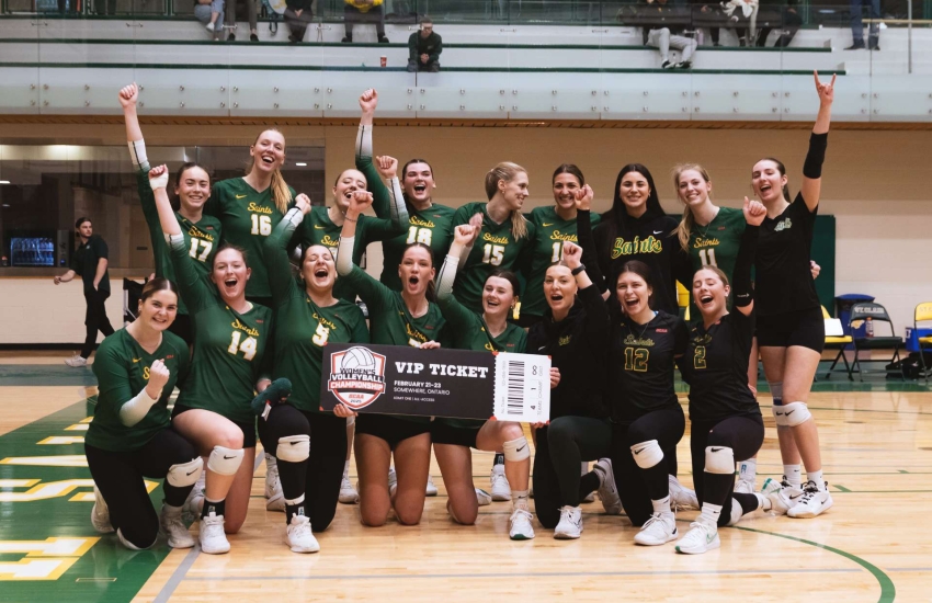 24/25 Women's volleyball team holding ticket to OCAA championship