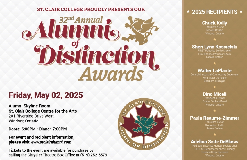 A poster for the 2025 Alumni of Distinction Award ceremony.