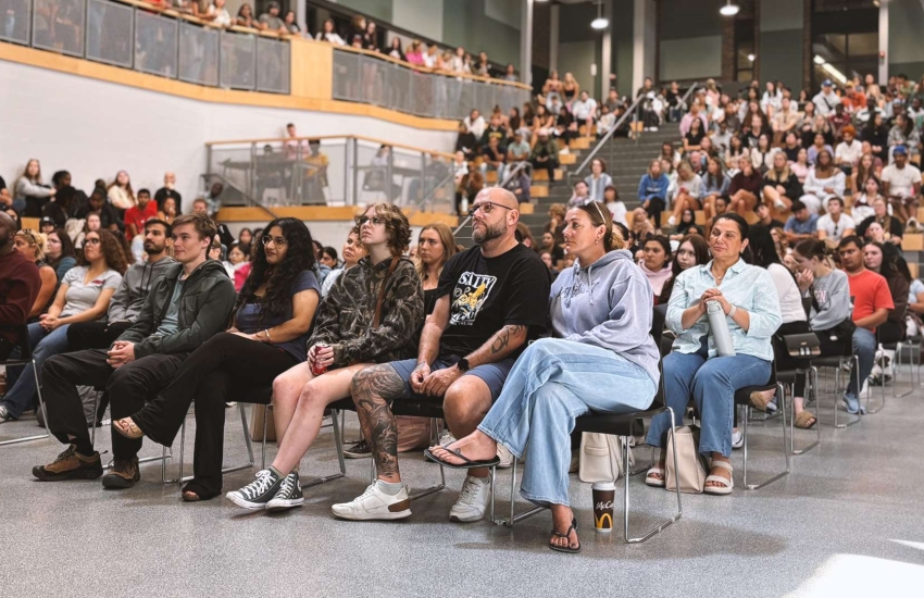 Crowd of students in SLC