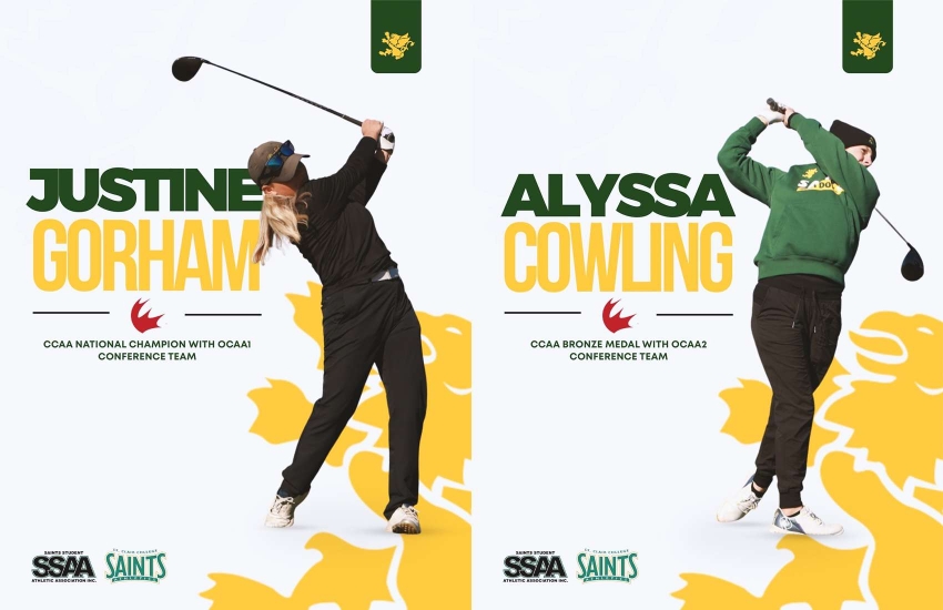 Justine Gorham and Alyssa Cowling CCAA national championship posters