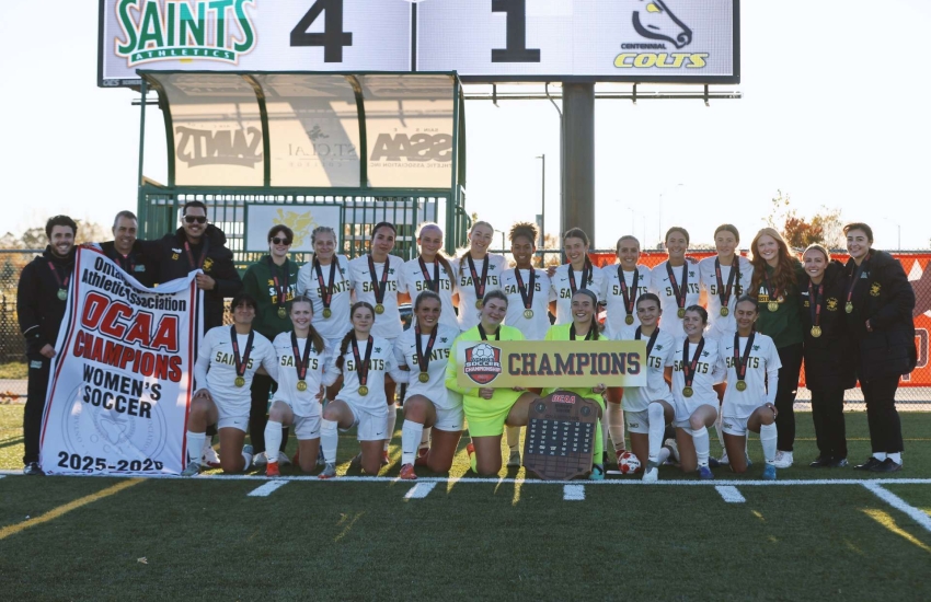 The Saints women's soccer team is crowned the OCAA champs
