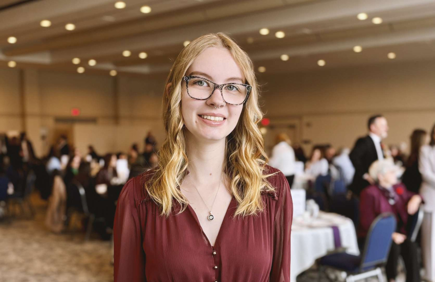 Sarah Wilkins, a St. Clair College graduate at the 26th annual Athena Luncheon