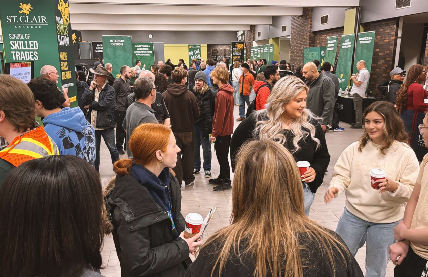 The cafeteria at St. Clair College filled with people