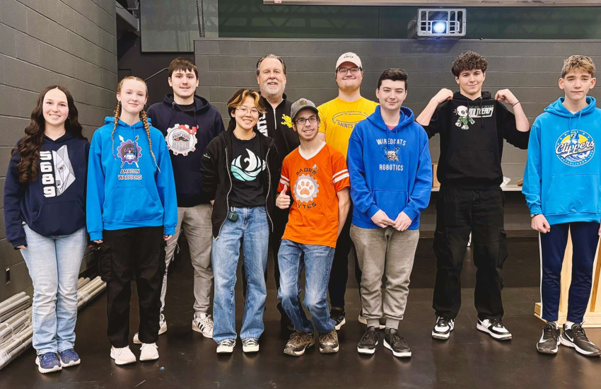 Student representatives from 10 FIRST Robotics teams