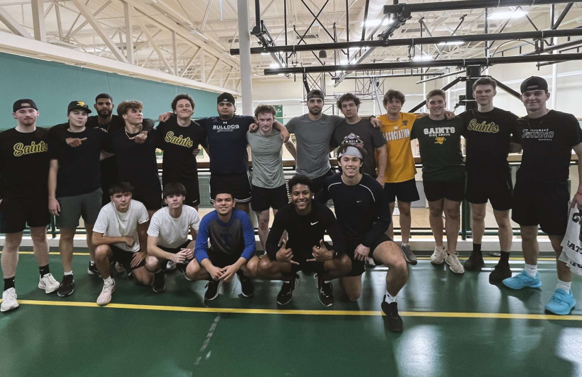 The Saints Men's Baseball team at an early morning working