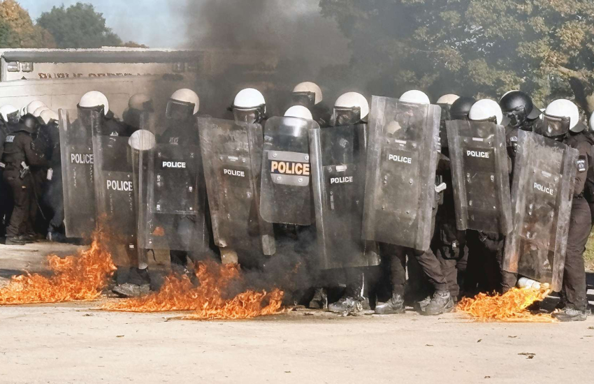 People in riot gear