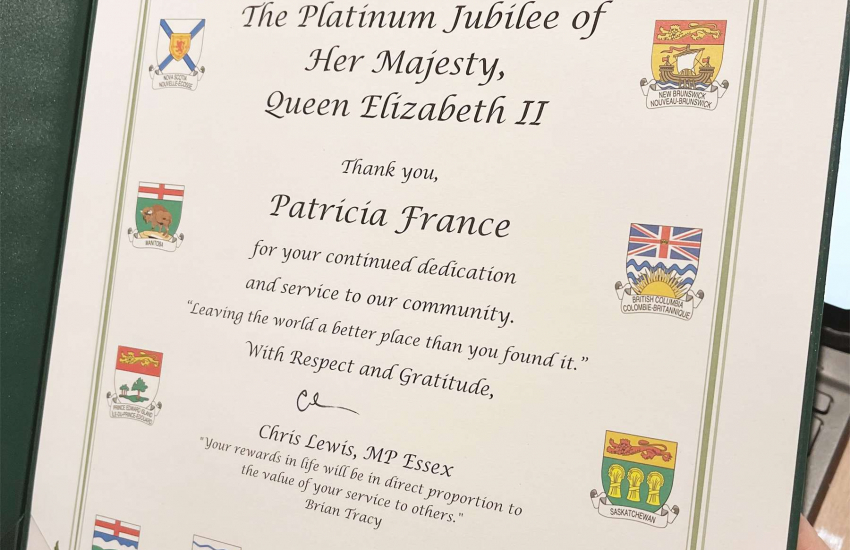 Platinum Jubilee certificate