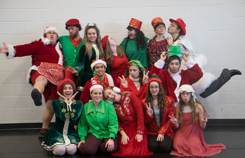 Music Theatre students in Christmas costumes