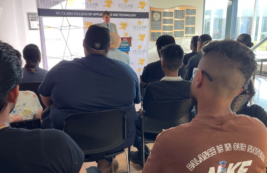 Crowd watching presentation