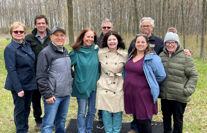 College President Patti France and members of the White family
