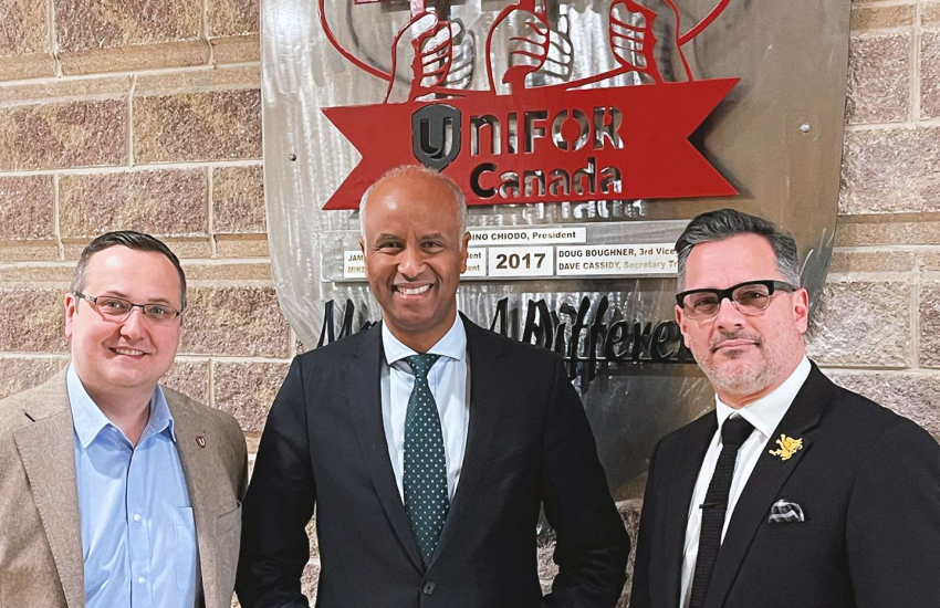 Honourable Minister Ahmad Hussen Minister of International Development with Mike Silvaggi and Irek Kusmierczyk