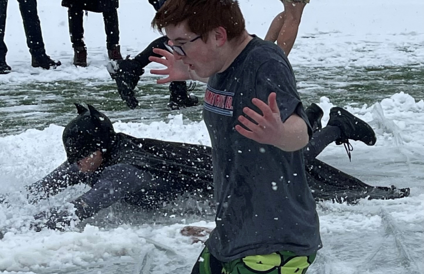 Batman headfirst slide and student sliding on knees