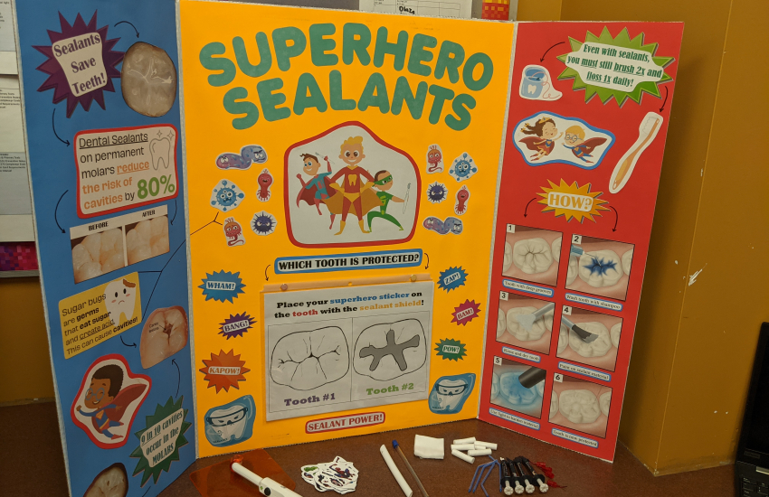 Superhero Sealants display board