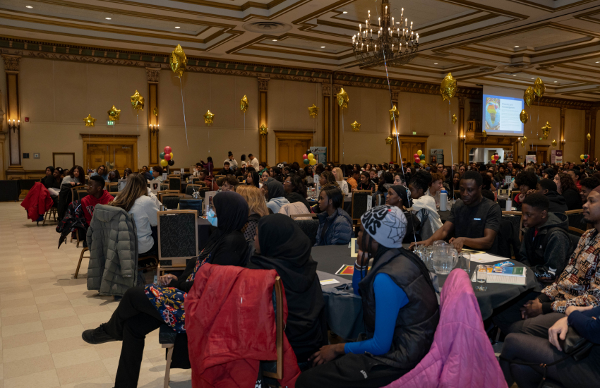 Banquet room filled with attendees