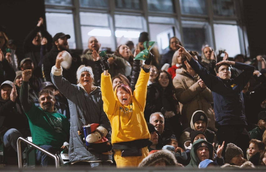 Fans cheer on the Saints Football Team