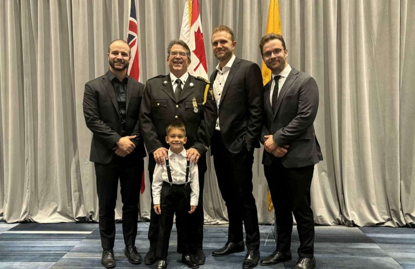 St. Clair College Paramedic professor John Lassaline accepts the Governor General's Emergency Medical Service Exemplary Service Medal on Sept. 25, 2025.