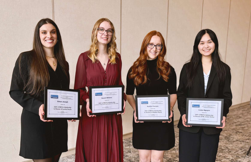 The four recipients of the 26th annual Athena Scholarship at the Athena Luncheon