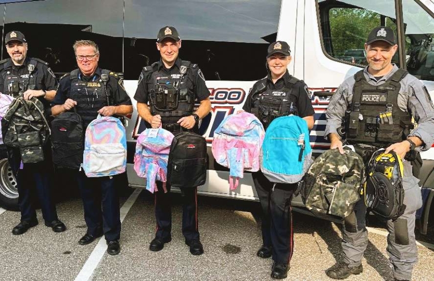 Waterloo Regional Police Service Officers accept donations