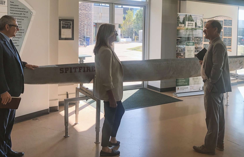Christophe Van Overstraeten, the trade commissioner of the Wallonia-Brussels Trade and Investment office tours St. Clair College’s Ford Centre for Excellence in Manufacturing