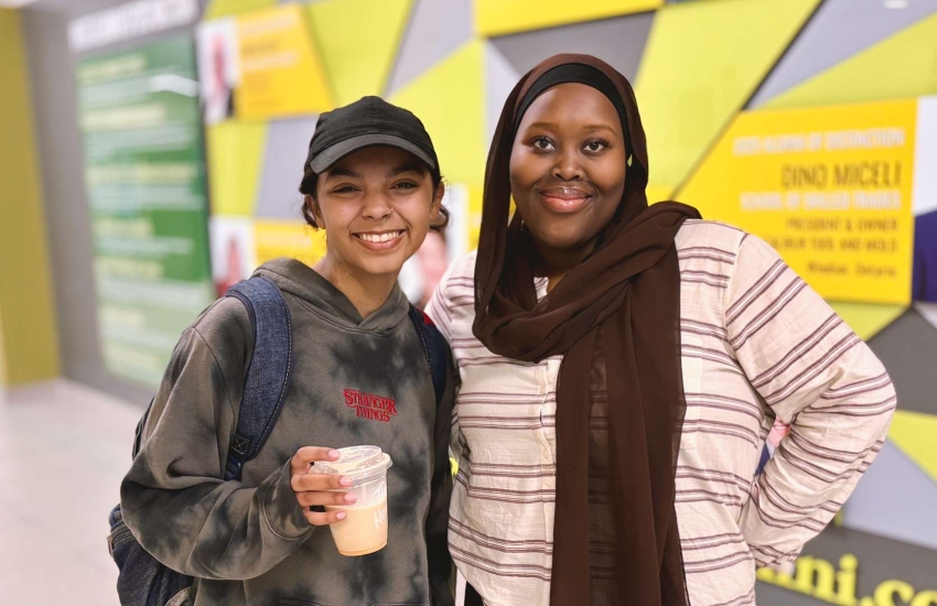 First-year students Kiara Stewart and Aisha Haley posing