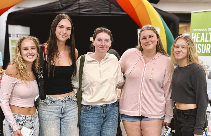 Group of female students at orientation
