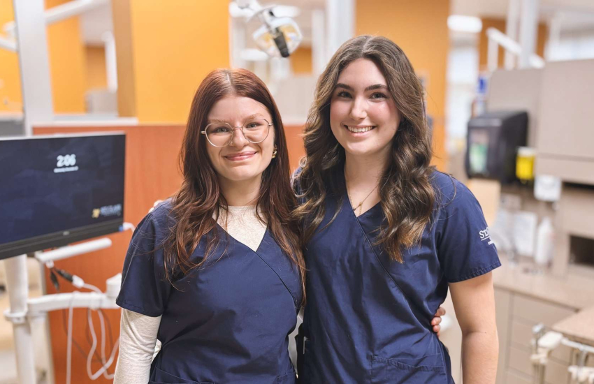 Caroline Bemben and Victoria Newcombe, both third-year students in the Dental Hygiene program