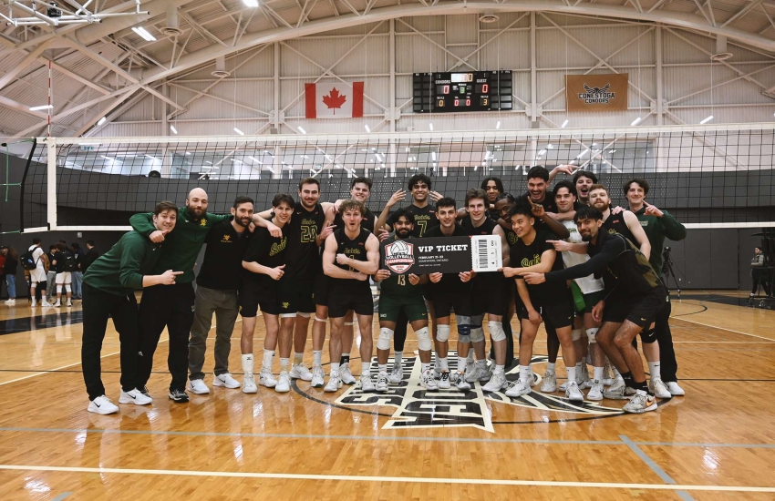 24/25 Men's volleyball team holding ticket to OCAA championship
