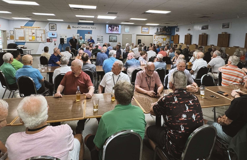Former Saints Hockey players gathered together