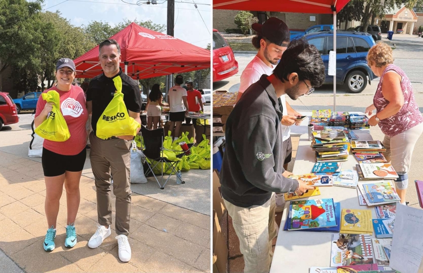 St. Clair College President Michael Silvaggi, along with student government representatives disperse bags of food during the United Way Summer Eats for Kids program
