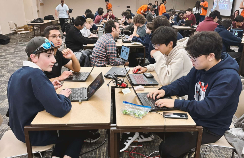 Students working on laptops