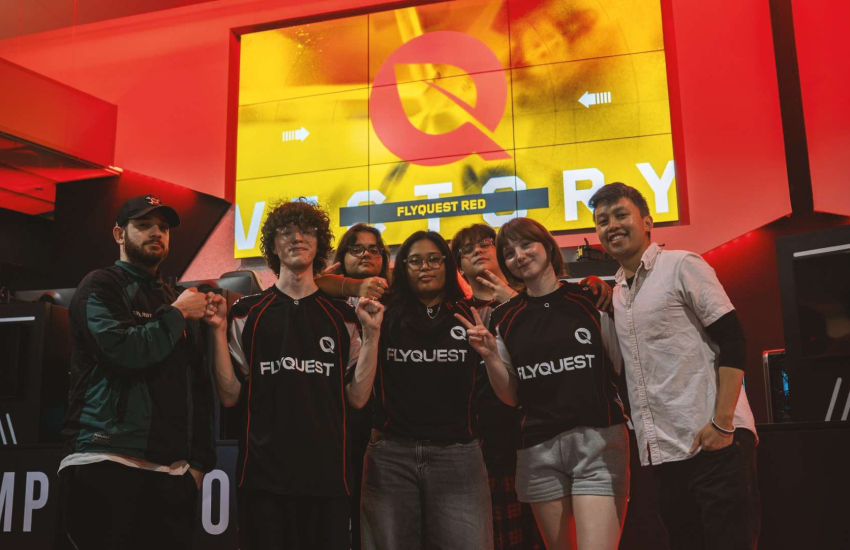 Jasmine Manankil (centre) surrounded by her FlyQuest team
