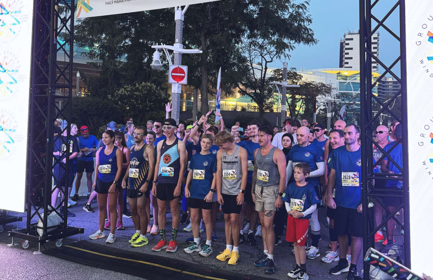 The start line at the Windsor Waterfront Half-Marathon and 5K