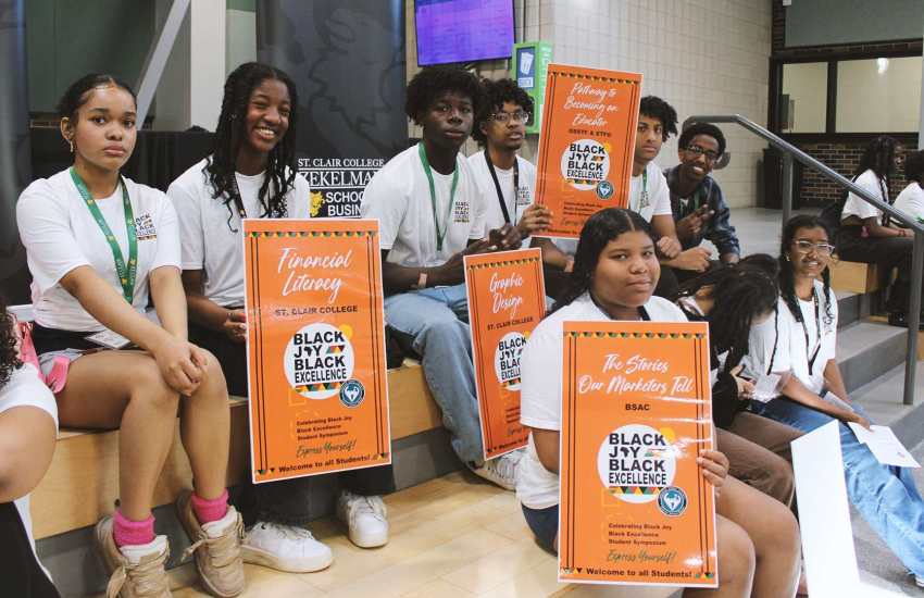 Students from the Greater Essex County District School Board celebrate Black Joy Black Excellence together at St. Clair College