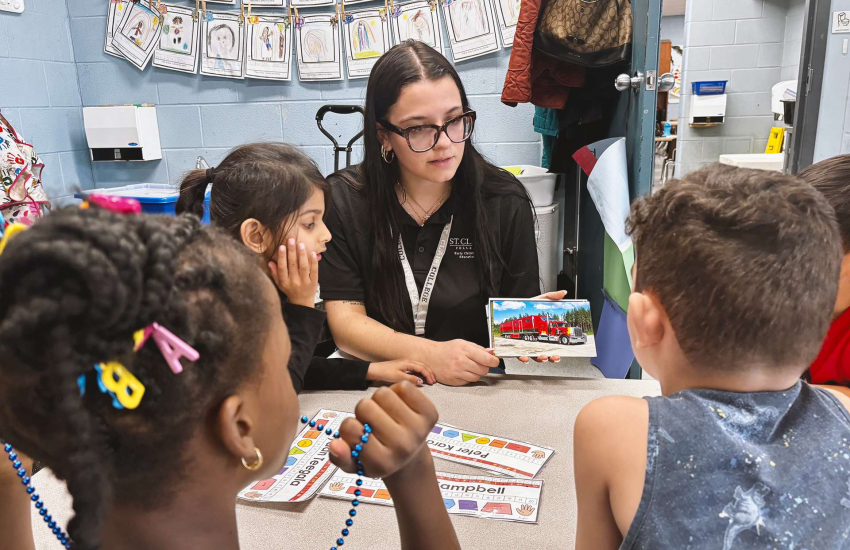 St. Clair College Early Childhood Education students interact and instruct kindergarten students