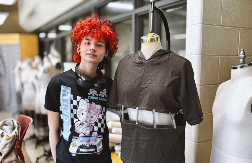 A student in the Fashion Design Technician program 