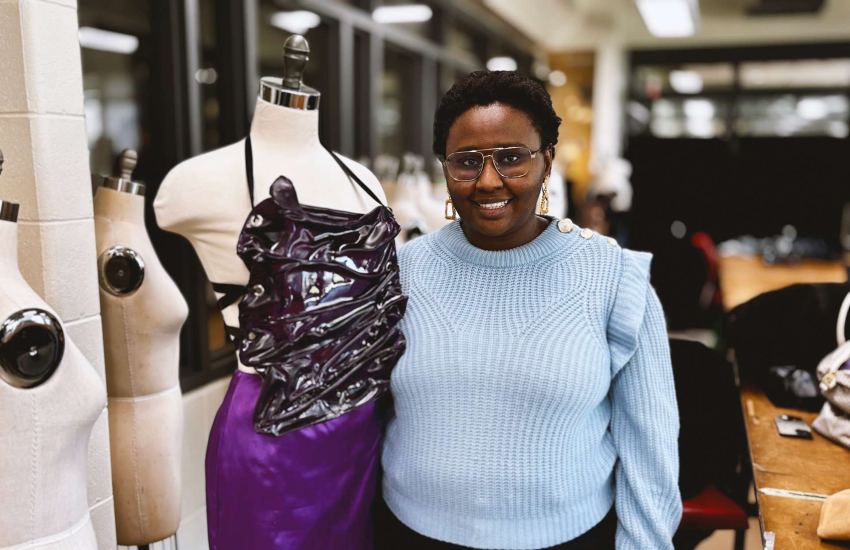 A student in the Fashion Design Technician program 