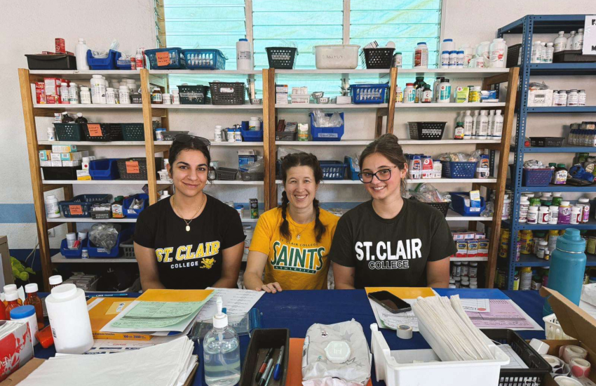 Alessandra Maltese, Prof. Kaitlyn Harnden and Miranda Rawlings of the Pharmacy Technician program
